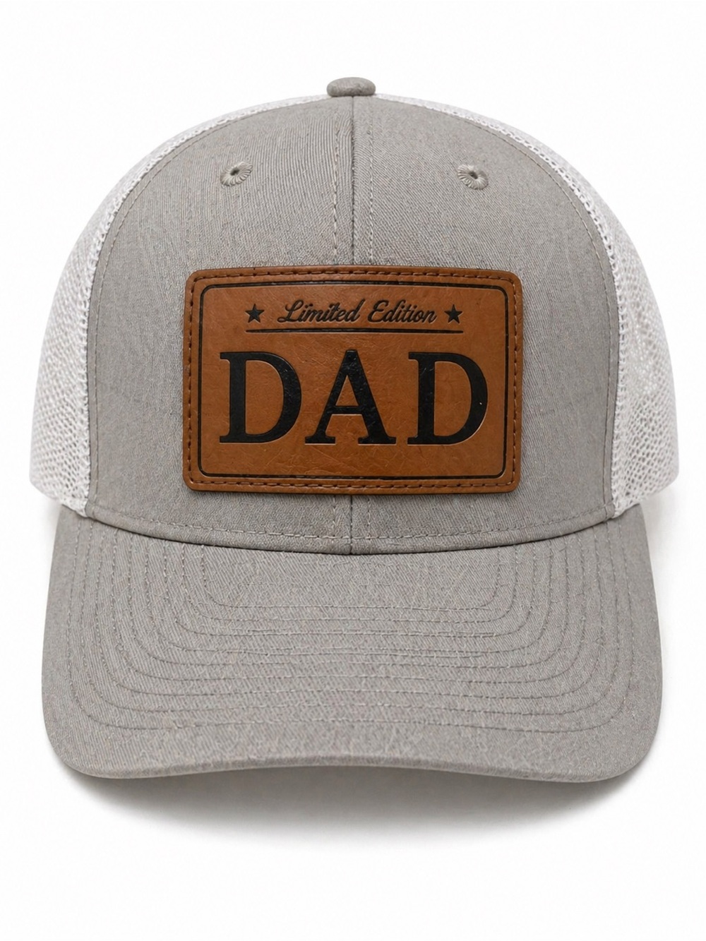 Limited Edition Dad Trucker Hat Gray Mesh Leather Patch Snapback New